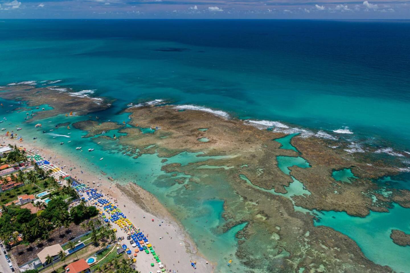 Studio Em Porto De Galinhas - Vista P Piscina Bagian luar foto